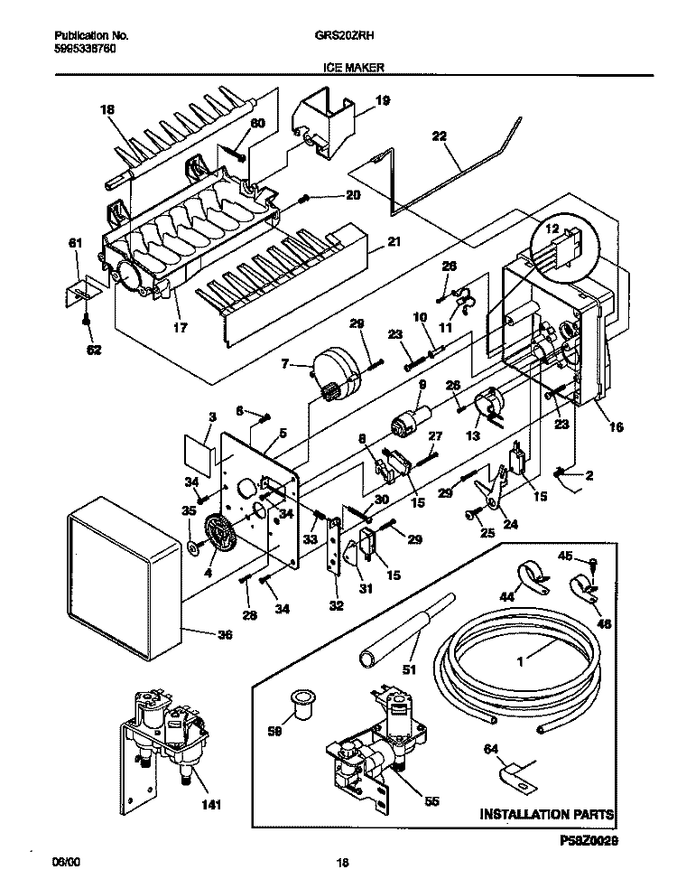 ICE MAKER Diagram and Parts List for GRS20ZRHD5  Gibson Refrigerator