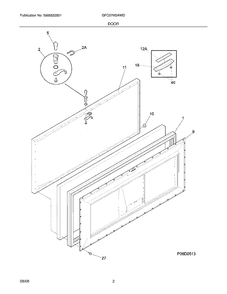 DOOR Diagram and Parts List for GFC07M3AWD  Gibson Freezer