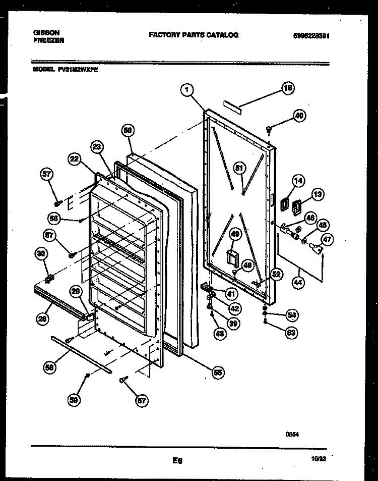 DOOR PARTS Diagram and Parts List for FV21M2WXFE  Gibson Freezer