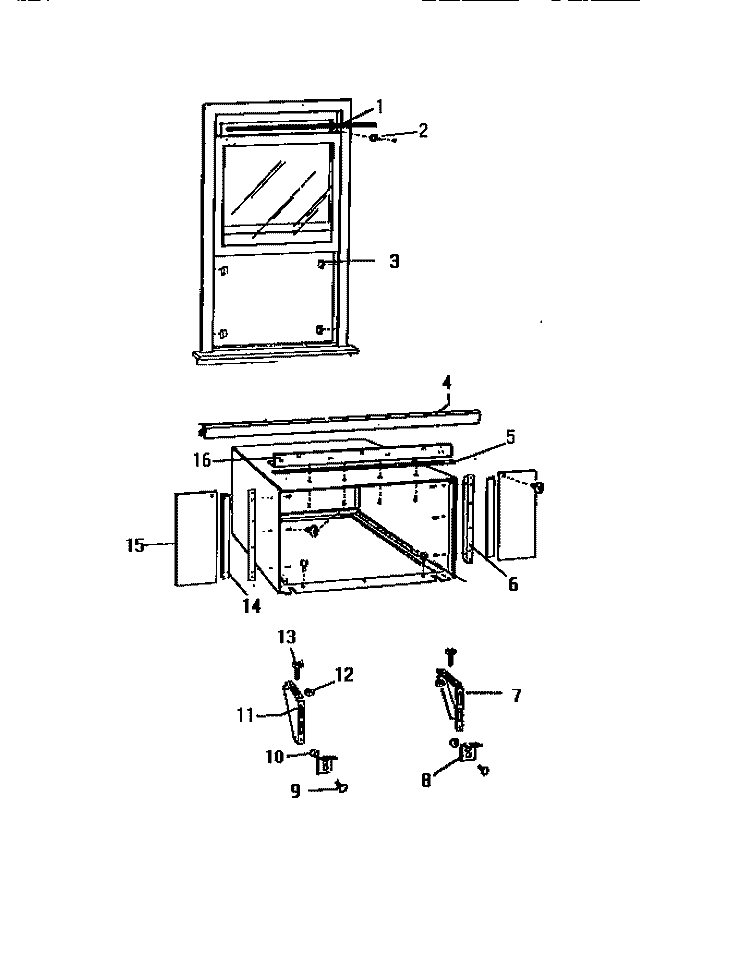 WINDOW MOUNTING Diagram and Parts List for AS287J2K1  Frigidaire Air Conditioner