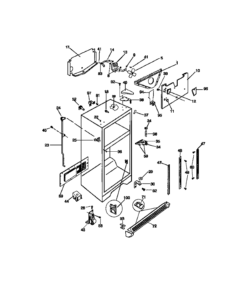 CABINET Diagram and Parts List for FRT22PRCD0  Frigidaire Refrigerator