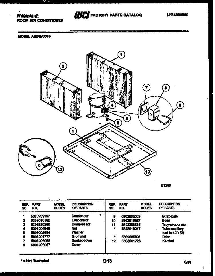 SYSTEM PARTS Diagram and Parts List for AR24NS8F3  Frigidaire Air Conditioner