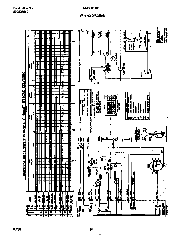 WIRING DIAGRAM Diagram and Parts List for MWX111REW0  Frigidaire Washer