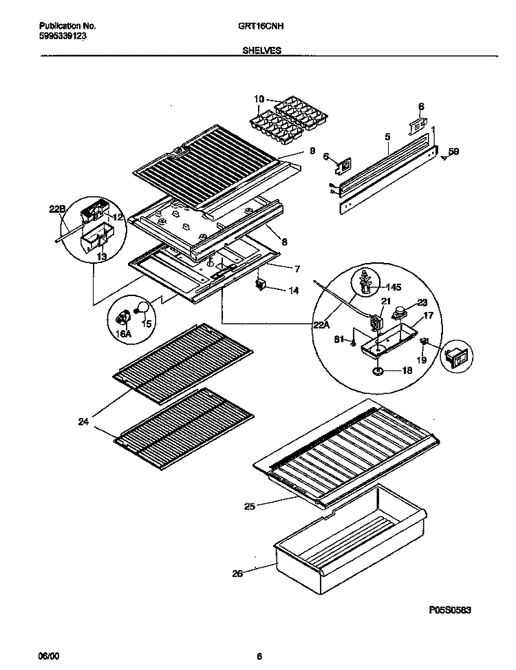 SHELVES Diagram and Parts List for GRT16CNHW2  Gibson Refrigerator