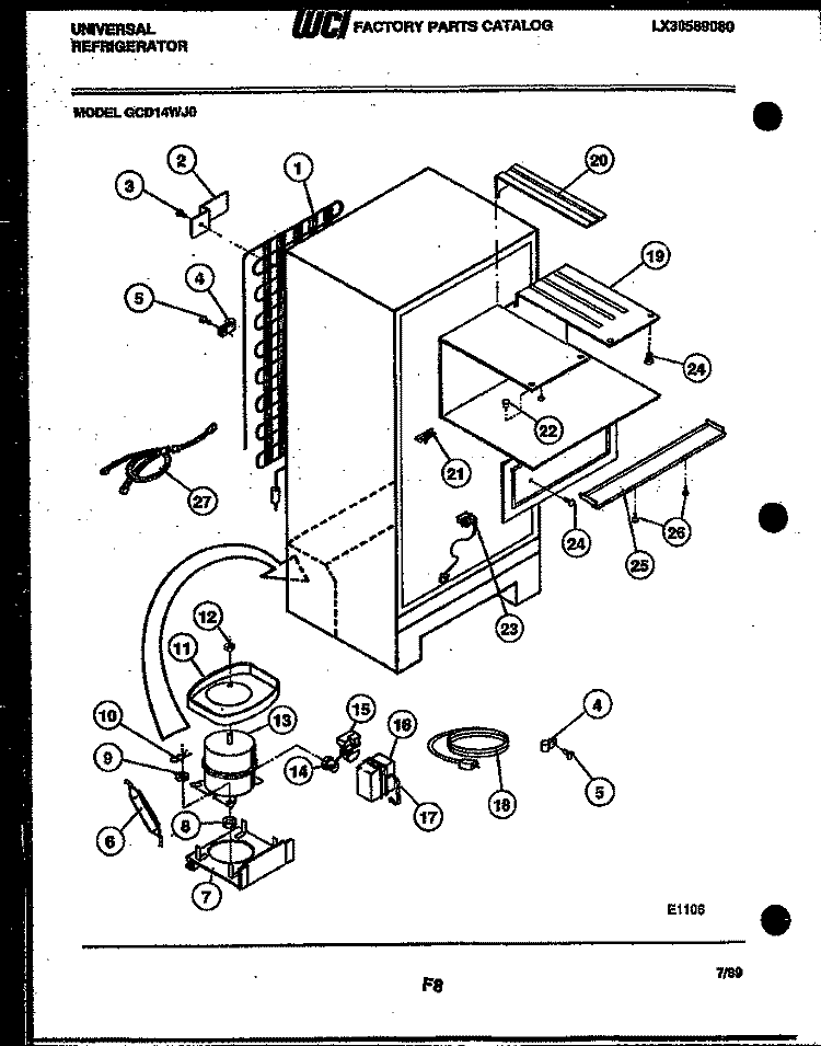 SYSTEM AND AUTOMATIC DEFROST PARTS Diagram and Parts List for GCD14BJ0  Frigidaire Refrigerator