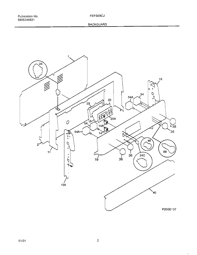 BACKGUARD Diagram and Parts List for FEFS68CJBA  Frigidaire Range