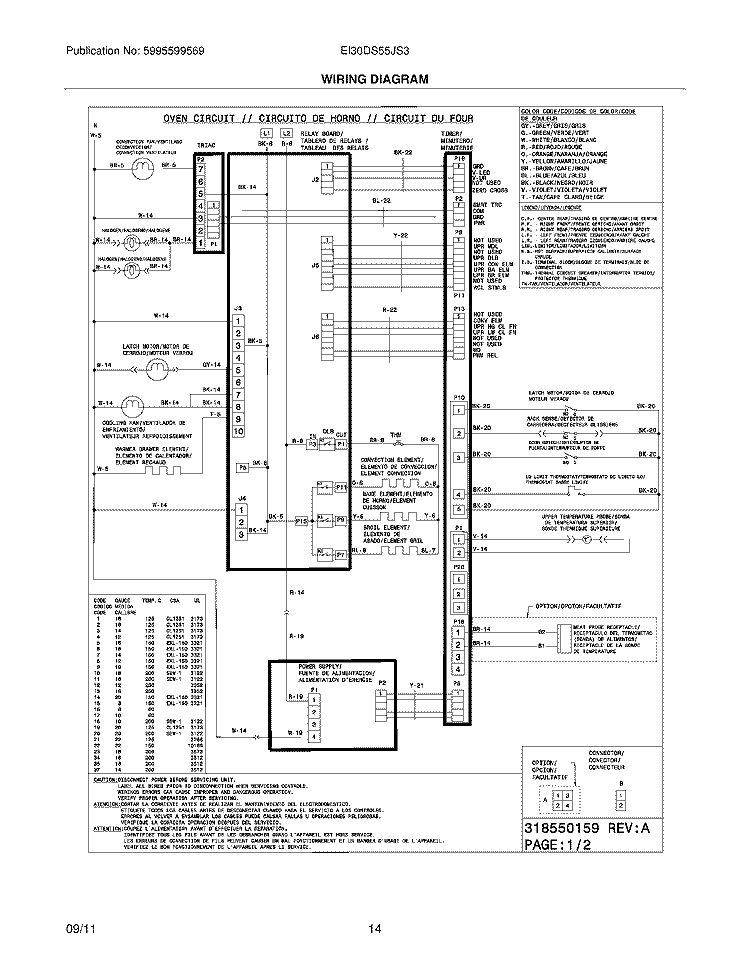 WIRING DIAGRAM Diagram and Parts List for EI30DS55JS3  Electrolux Range
