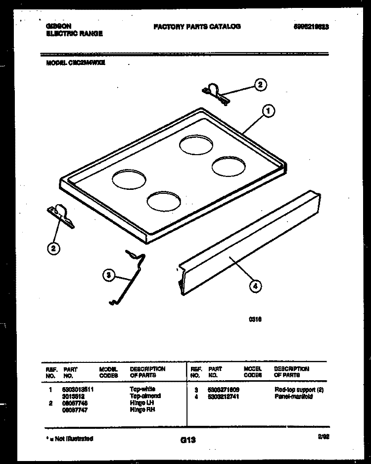 COOKTOP PARTS Diagram and Parts List for CEC2M4WXE  Gibson Range
