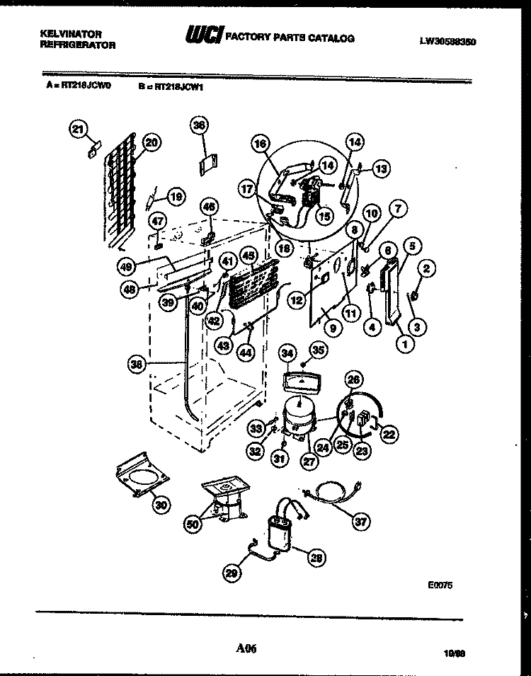 SYSTEM AND AUTOMATIC DEFROST PARTS Diagram and Parts List for RT218JCH1  Frigidaire Refrigerator