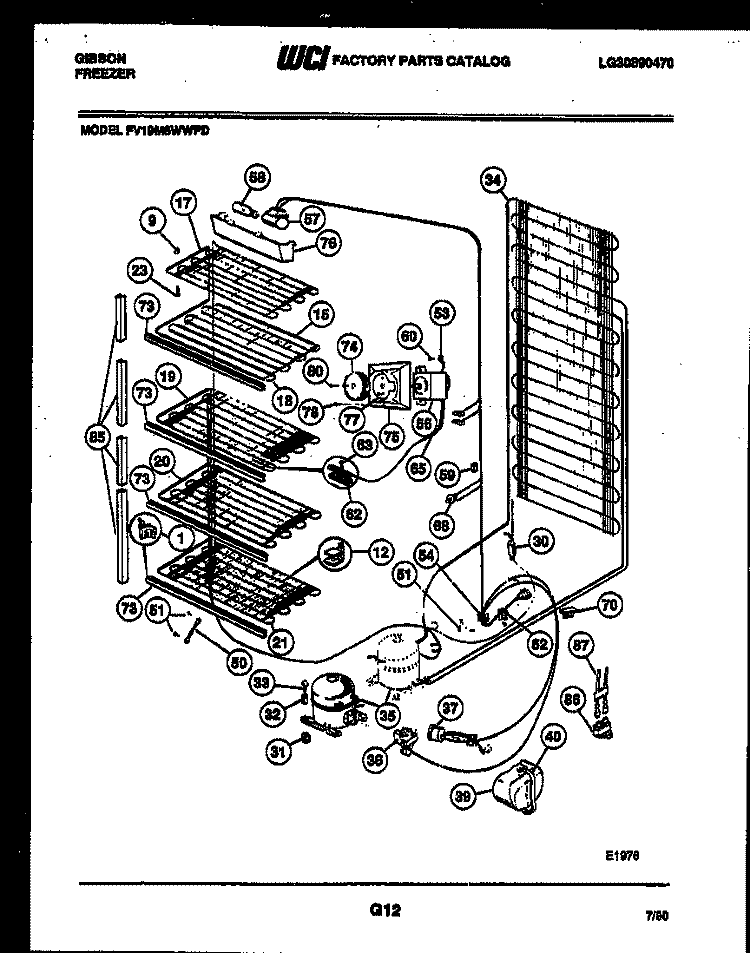 SYSTEM AND AUTOMATIC DEFROST PARTS Diagram and Parts List for FV19M8WWFD  Gibson Freezer