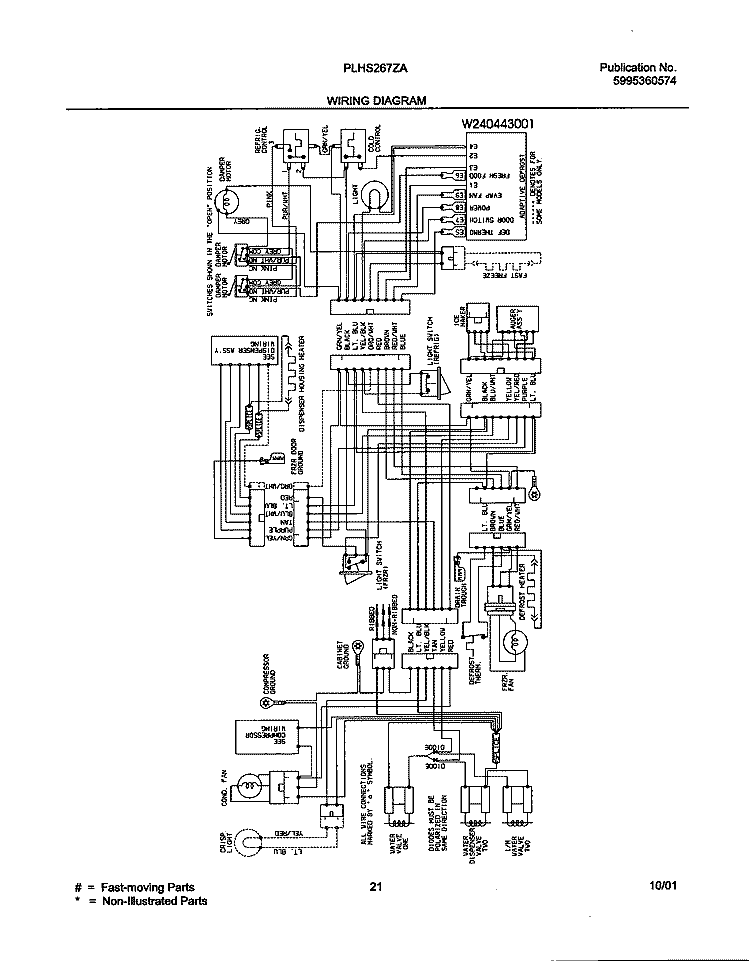WIRING DIAGRAM Diagram and Parts List for PLHS267ZAB0  Frigidaire Refrigerator