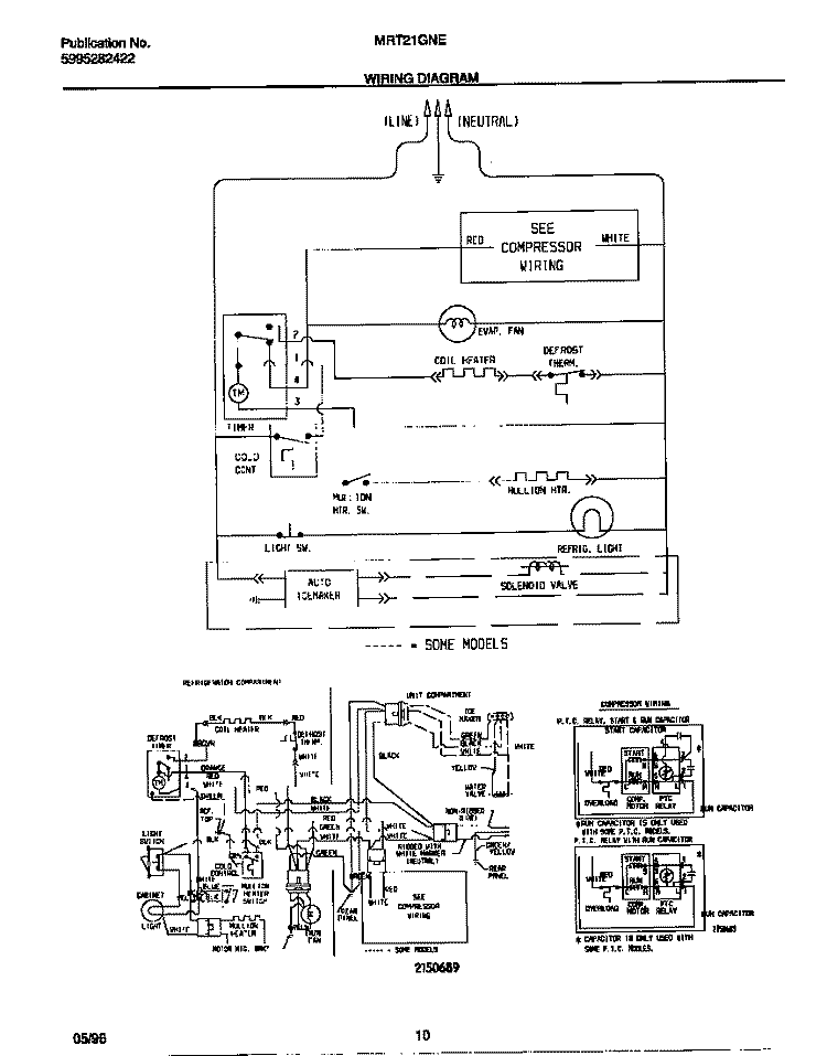 WIRING DIAGRAM Diagram and Parts List for MRT21GNED0  Frigidaire Refrigerator