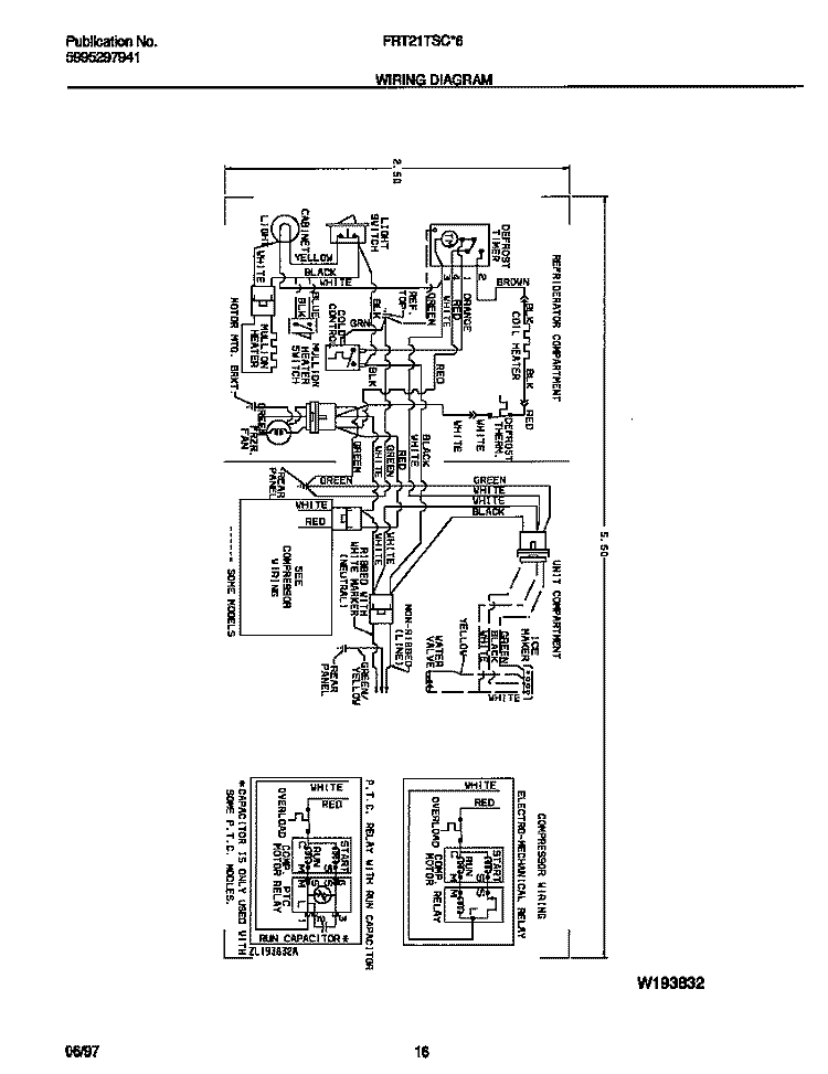 WIRING DIAGRAM Diagram and Parts List for FRT21TSCW6  Frigidaire Refrigerator