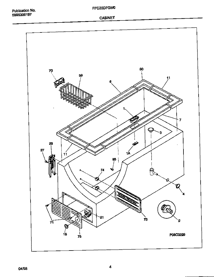 CABIENT Diagram and Parts List for FFC20D7GW0  Frigidaire Freezer