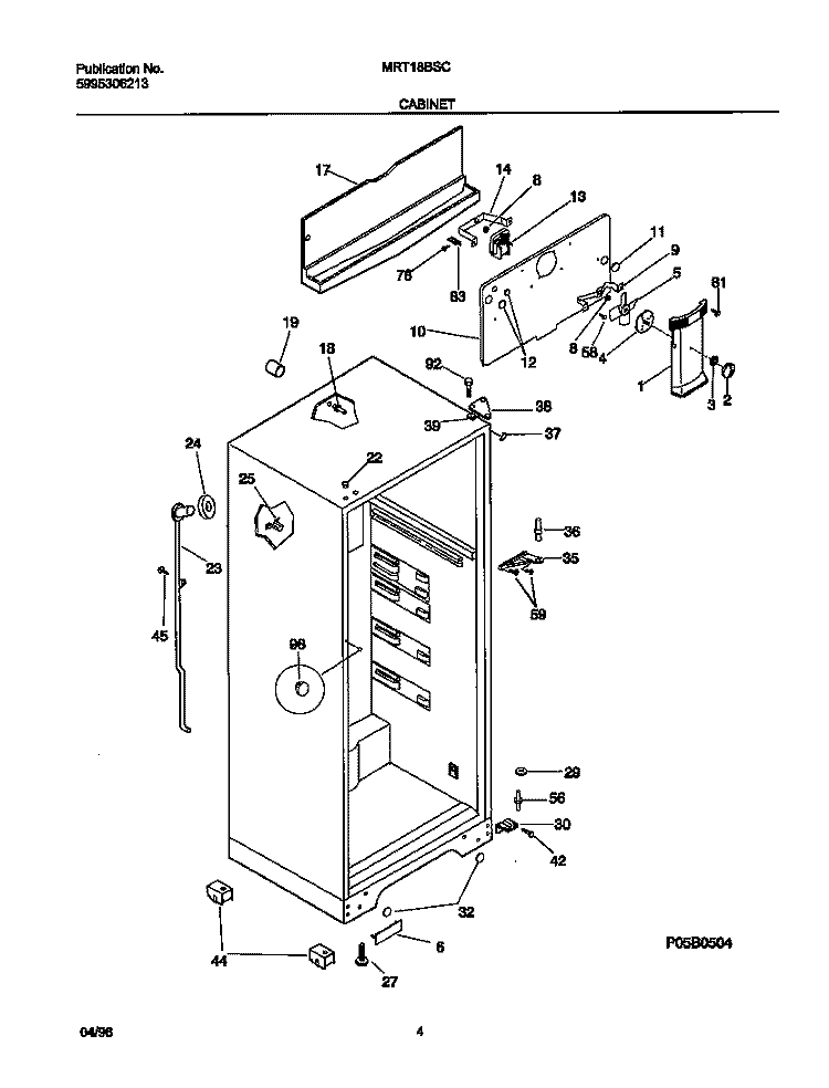 CABINET Diagram and Parts List for MRT18BSCW3  Frigidaire Refrigerator