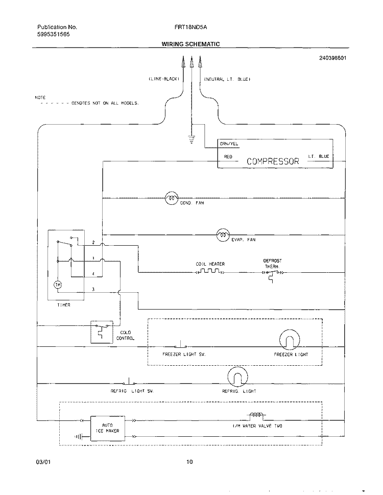 WIRING SCHEMATIC Diagram and Parts List for FRT18ND5AW0  Frigidaire Refrigerator