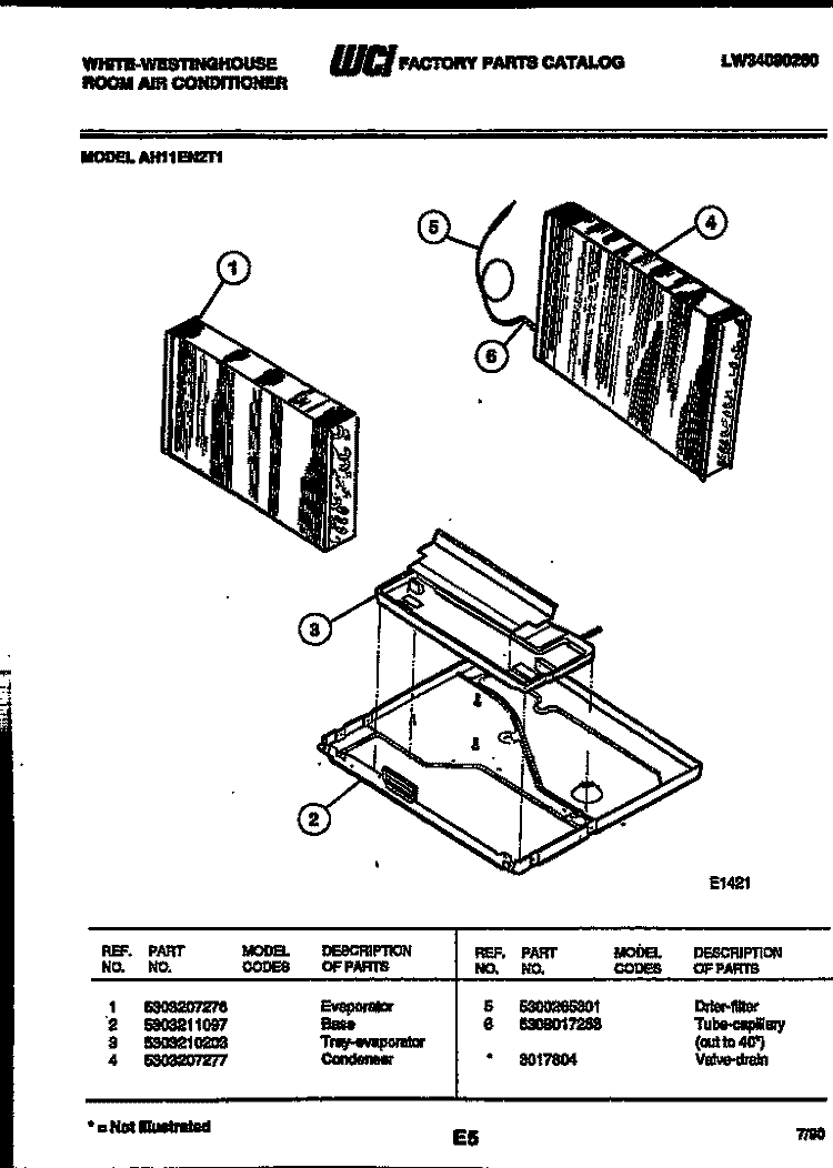 UNIT PARTS Diagram and Parts List for AH11EN2T1  Frigidaire Air Conditioner