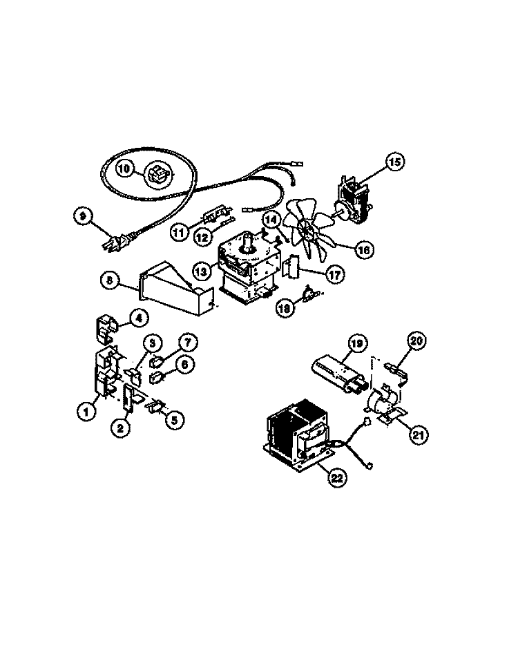 POWER CONTROL Diagram and Parts List for MC590E2  Frigidaire Microwave