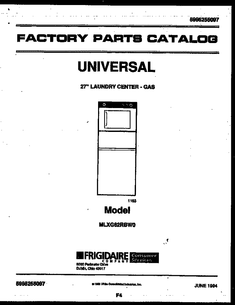 COVER Diagram and Parts List for MXLG62RBD0  Kelvinator Washer Dryer Combo
