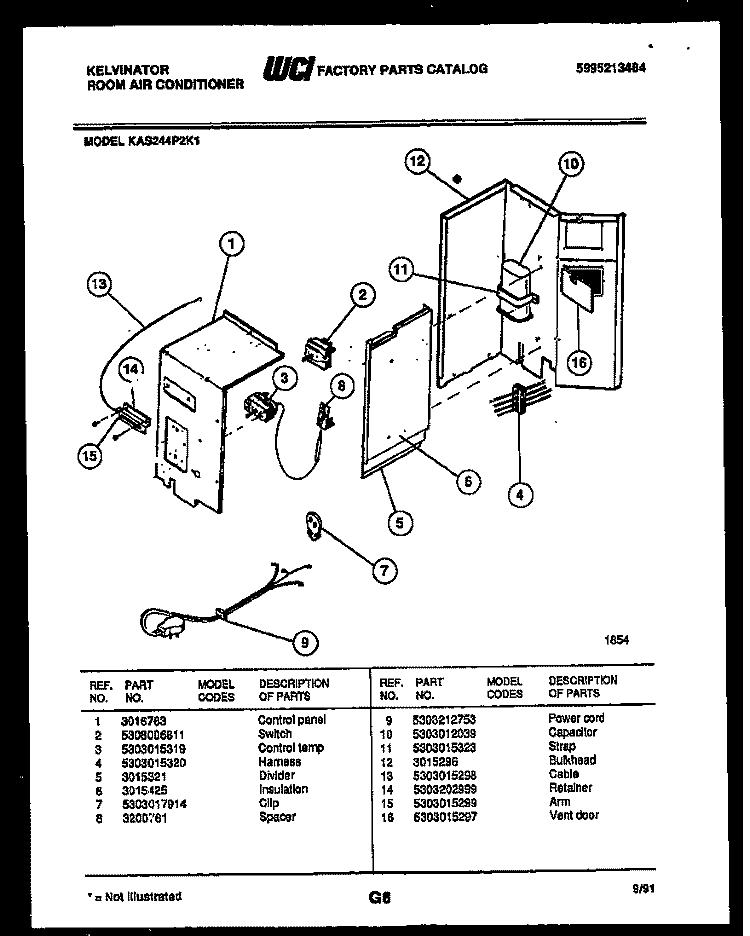 ELECTRICAL PARTS Diagram and Parts List for KAS244P2K1  Kelvinator Air Conditioner