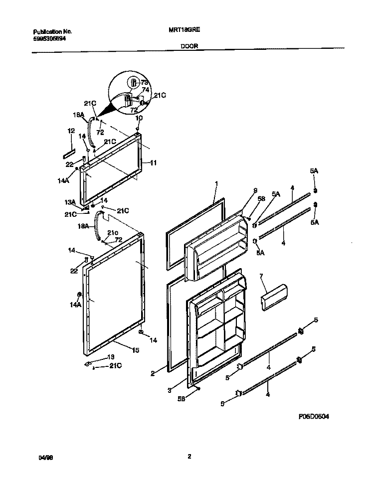 DOOR Diagram and Parts List for MRT18GREW2  Frigidaire Refrigerator