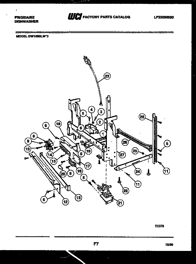 POWER DRY AND MOTOR PARTS Diagram and Parts List for DW1050LW3  Frigidaire Dishwasher