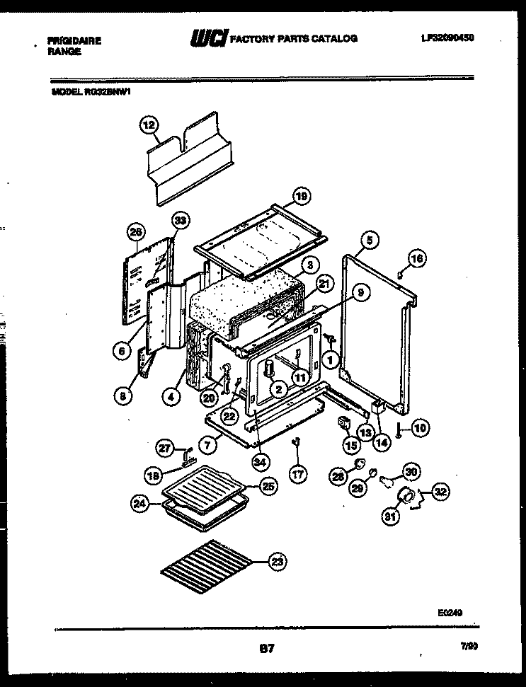BODY PARTS Diagram and Parts List for RG32BNW1  Frigidaire Range