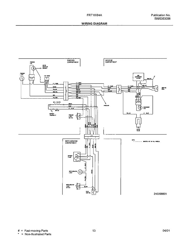 WIRING DIAGRAM Diagram and Parts List for FRT18IB4AW0  Frigidaire Refrigerator