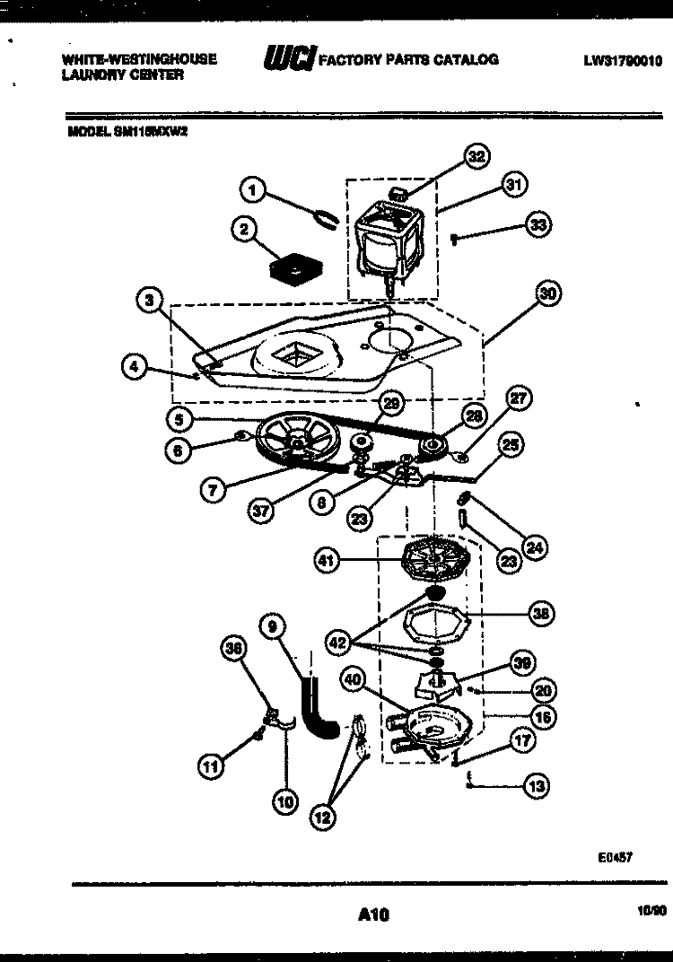 WASHER DRIVE SYSTEM AND PUMP Diagram and Parts List for SM115MXW2  Frigidaire Washer