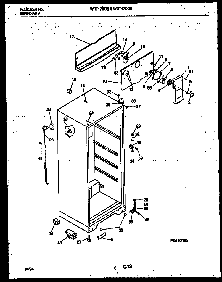 CABINET PARTS Diagram and Parts List for WRT17DGBD0  Frigidaire Refrigerator