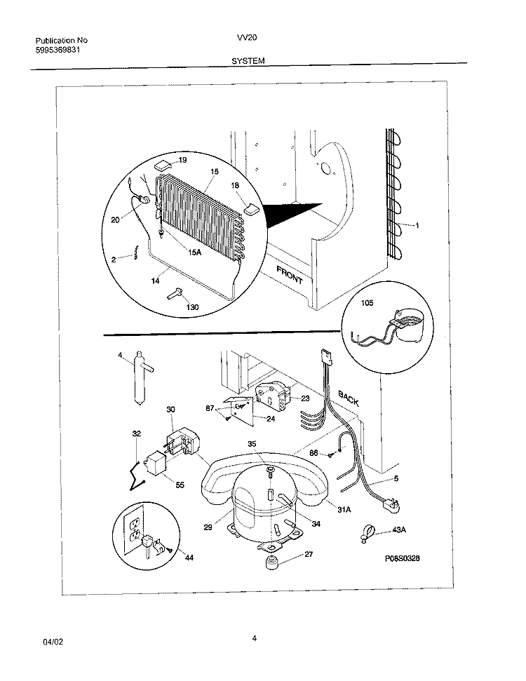 SYSTEM Diagram and Parts List for VV2013  Frigidaire Freezer