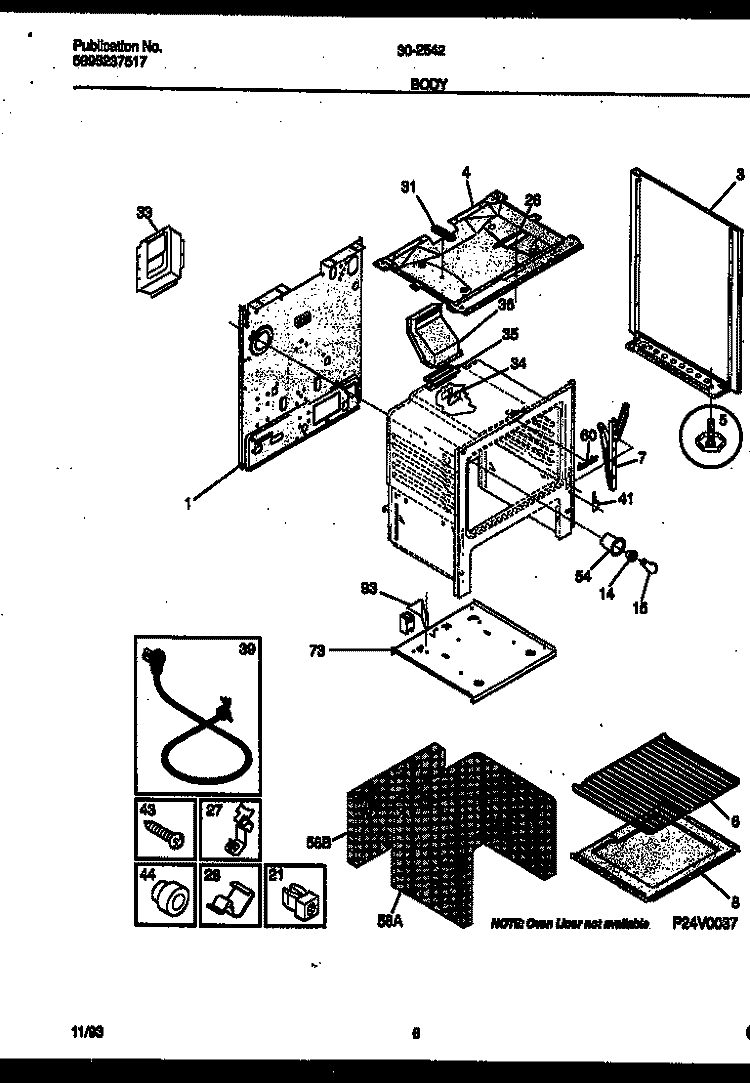 BODY PARTS Diagram and Parts List for 30-2542-00-02  Tappan Range