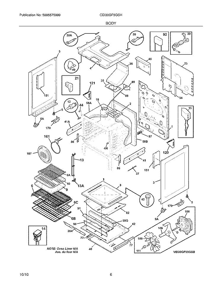 BODY Diagram and Parts List for CEI30GF5GSH  Electrolux Range