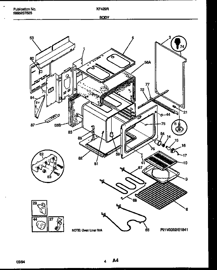 BODY PARTS Diagram and Parts List for KF429RW1  Frigidaire Range