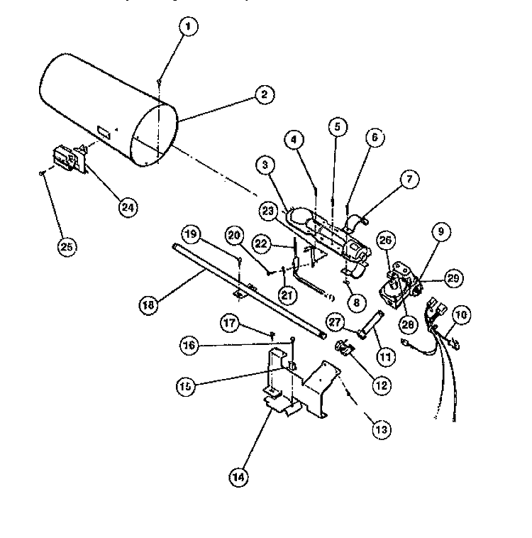 GAS VALVE, BURNER ASSEMBLY, SENSOR Diagram and Parts List for DG8800PW0  Frigidaire Dryer