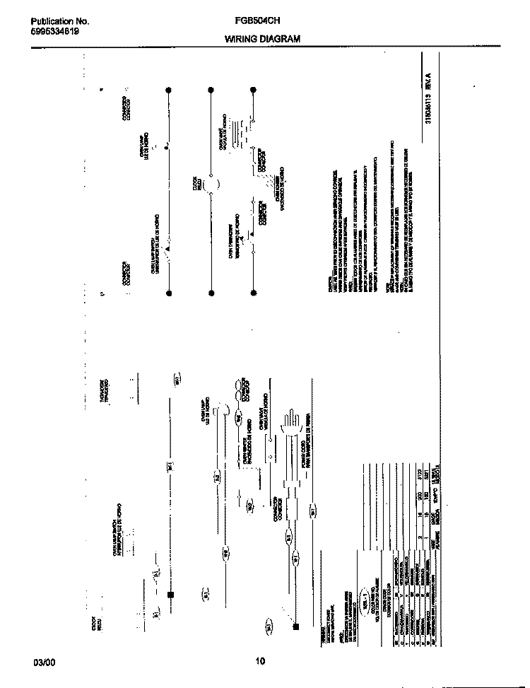 WIRING DIAGRAM Diagram and Parts List for FGB504CHBB  Frigidaire Wall Oven