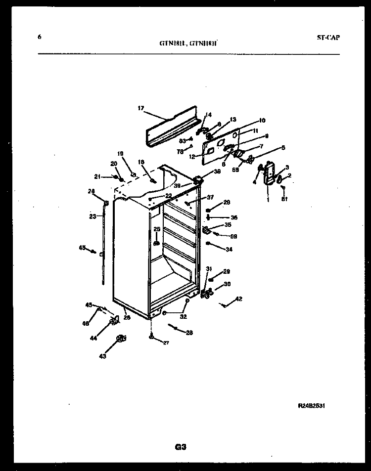 CABINET PARTS Diagram and Parts List for GTN181BL0  Frigidaire Refrigerator