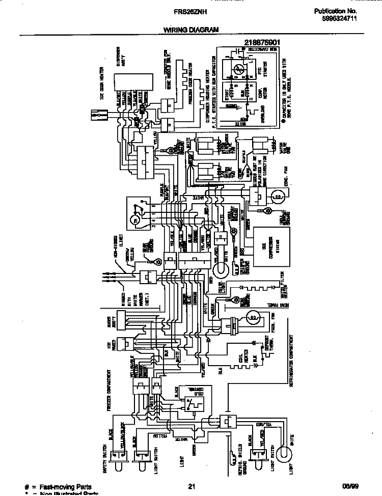 WIRING DIAGRAM Diagram and Parts List for FRS26ZNHB0  Frigidaire Refrigerator