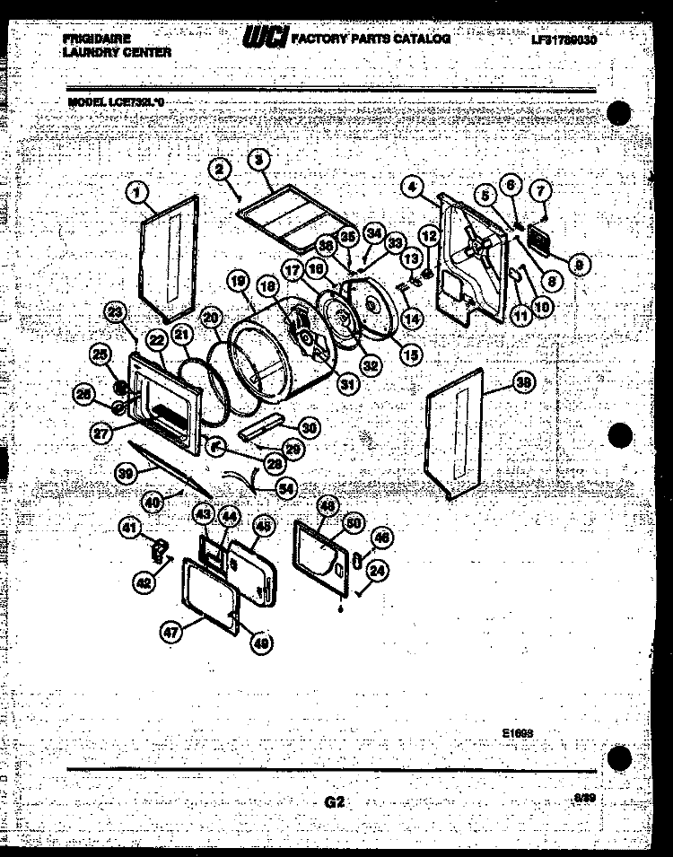 CABINET AND COMPONENT PARTS Diagram and Parts List for LCE732LL0  Frigidaire Washer Dryer Combo