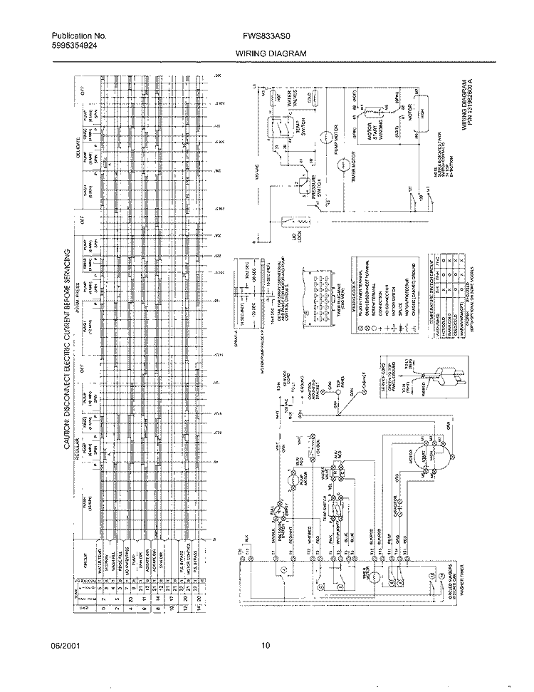 131982600 WIRING DIAGRAM Diagram and Parts List for FWS833AS0  Frigidaire Washer