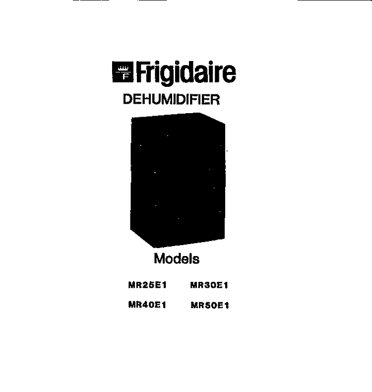 COVER Diagram and Parts List for MR50E1  Frigidaire Dehumidifier