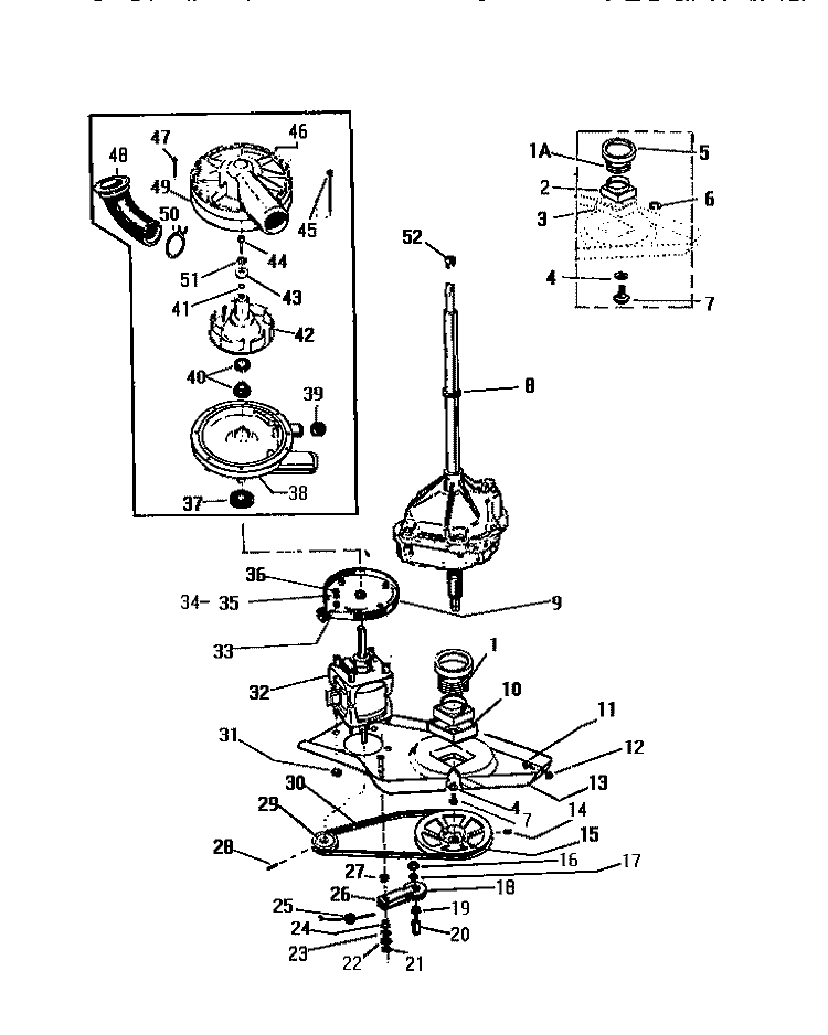 DRIVE MOTOR & PUMP ASSEMBLY Diagram and Parts List for LA271JXW3  Frigidaire Washer
