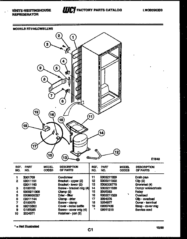 SYSTEM AND AUTOMATIC DEFROST PARTS Diagram and Parts List for RT114LCD5  Frigidaire Refrigerator