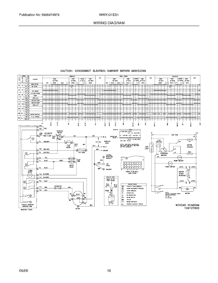 WIRING DIAGRAM Diagram and Parts List for WWX121ES1  Westinghouse Washer