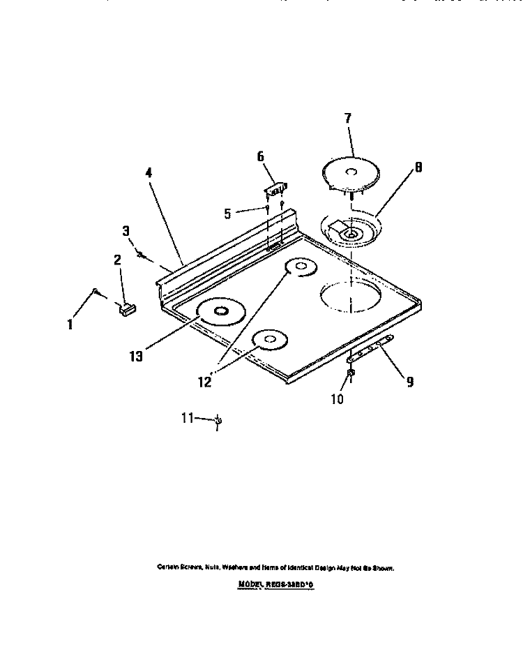 COOK TOP, SURFACE UNITS, DRIP PANS Diagram and Parts List for REGS38BDL0  Frigidaire Wall Oven