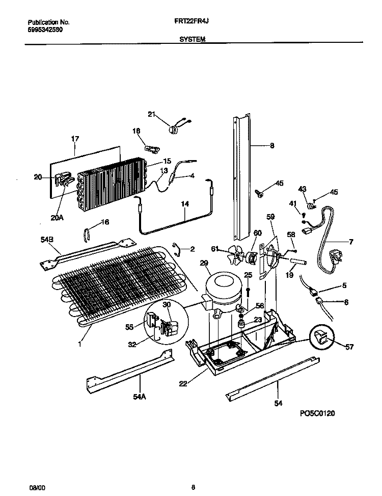 SYSTEM Diagram and Parts List for FRT22FR4JW1  Frigidaire Refrigerator