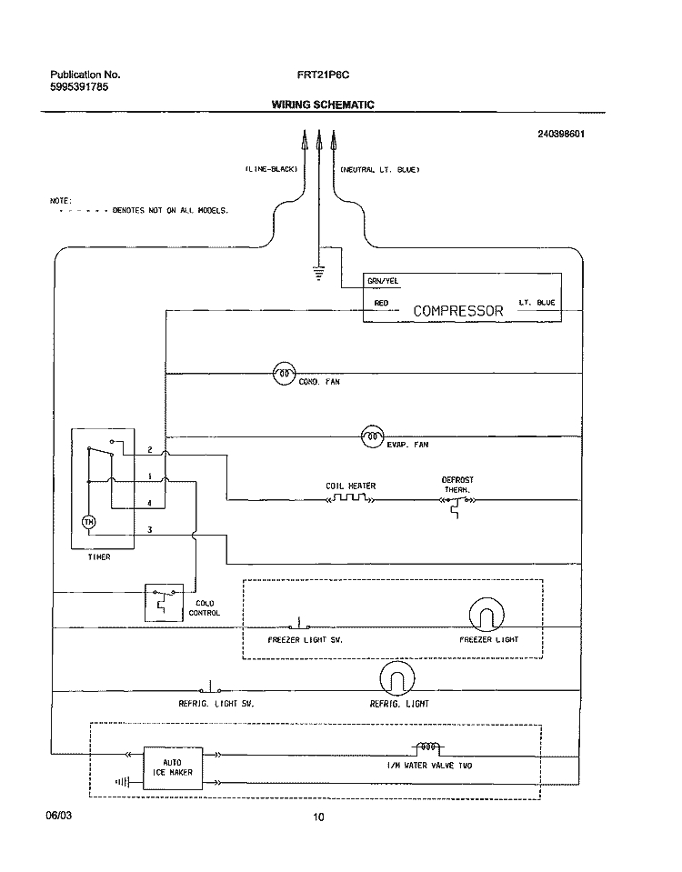 WIRING SCHEMATIC Diagram and Parts List for FRT21P6CQ0  Frigidaire Refrigerator
