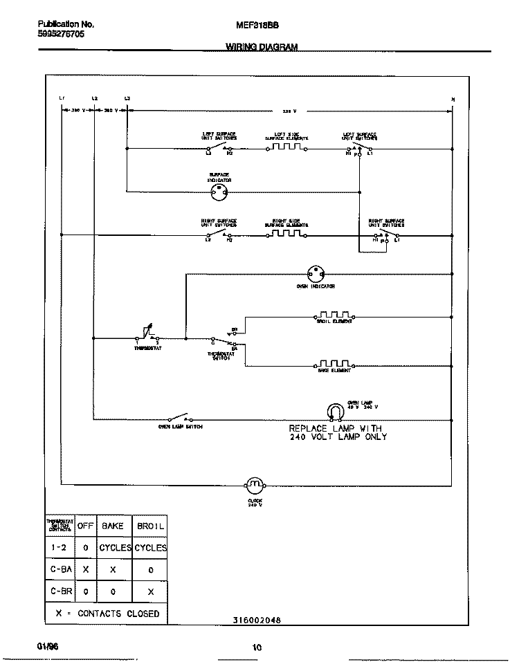 WIRING DIAGRAM Diagram and Parts List for MEF318BBDC  Frigidaire Range