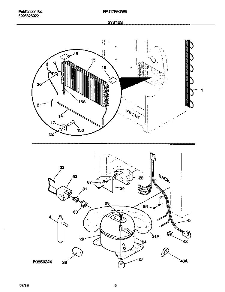 SYSTEM Diagram and Parts List for FFU17F9GW3  Frigidaire Freezer
