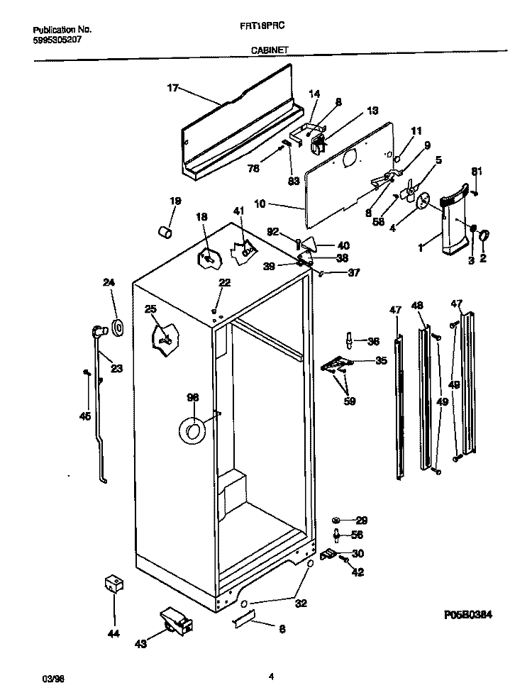 CABINET Diagram and Parts List for FRT18PRCD6  Frigidaire Refrigerator